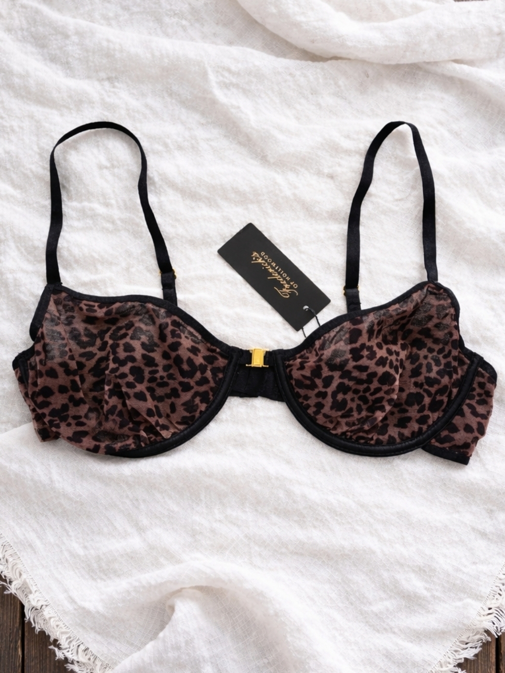 NWT Frederick's Of Hollywood Alanza Mesh Leopard Print Underwire Bra Size 36C